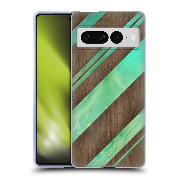 Alyn Spiller Wood & Resin Diagonal Stripes Soft Gel Case for Google Pixel 7 Pro