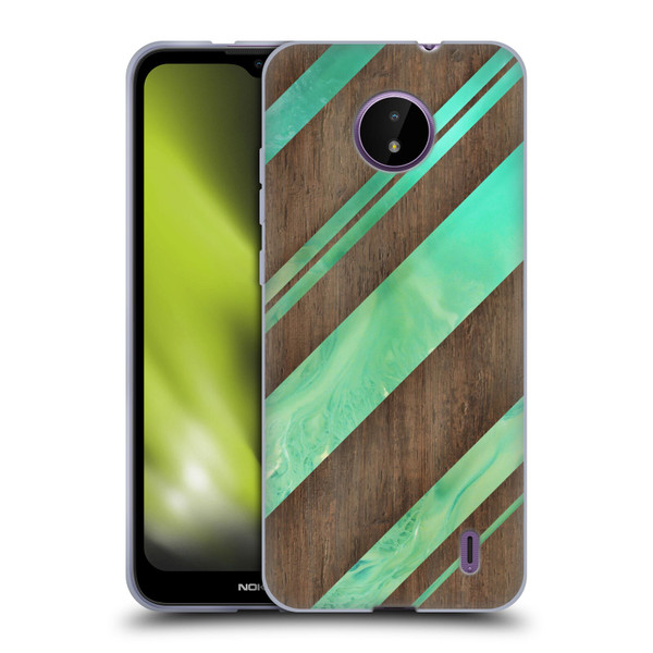 Alyn Spiller Wood & Resin Diagonal Stripes Soft Gel Case for Nokia C10 / C20