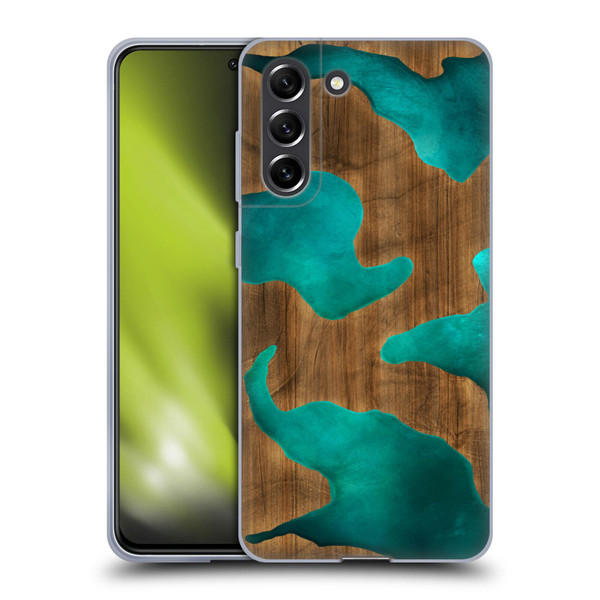 Alyn Spiller Wood & Resin Aqua Soft Gel Case for Samsung Galaxy S21 FE 5G