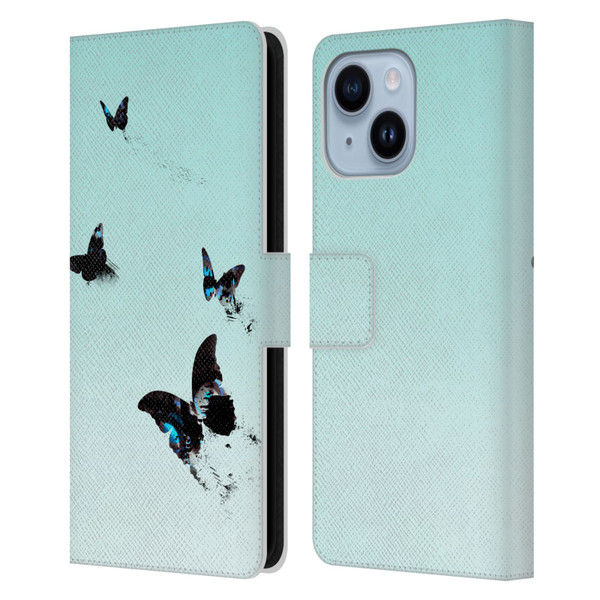 Alyn Spiller Animal Art Butterflies 2 Leather Book Wallet Case Cover For Apple iPhone 14 Plus