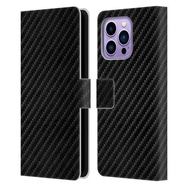 Alyn Spiller Carbon Fiber Plain Leather Book Wallet Case Cover For Apple iPhone 14 Pro Max