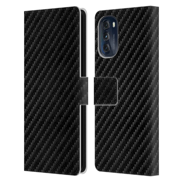 Alyn Spiller Carbon Fiber Plain Leather Book Wallet Case Cover For Motorola Moto G (2022)