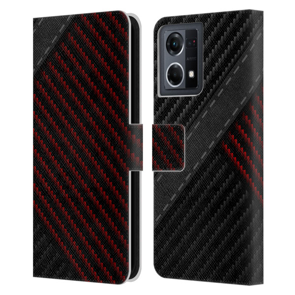 Alyn Spiller Carbon Fiber Stitch Leather Book Wallet Case Cover For OPPO Reno8 4G