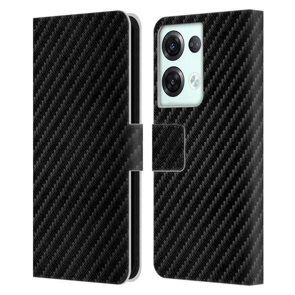 Alyn Spiller Carbon Fiber Plain Leather Book Wallet Case Cover For OPPO Reno8 Pro