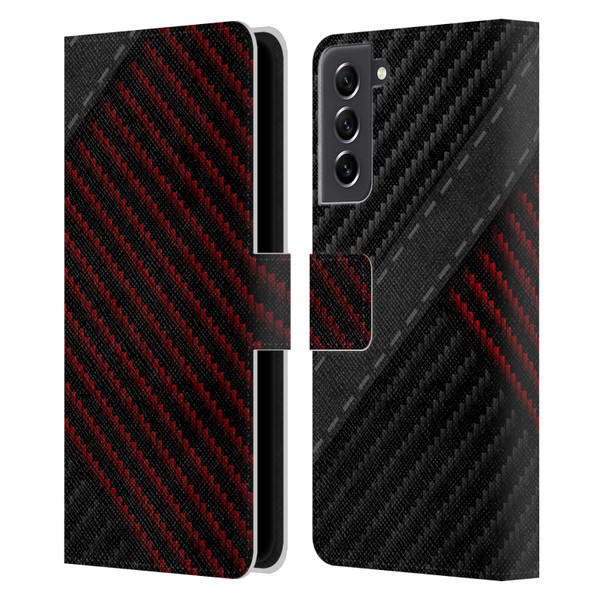 Alyn Spiller Carbon Fiber Stitch Leather Book Wallet Case Cover For Samsung Galaxy S21 FE 5G