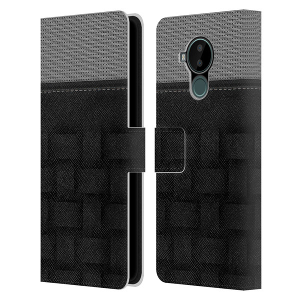 Alyn Spiller Luxury Charcoal Leather Book Wallet Case Cover For Nokia C30