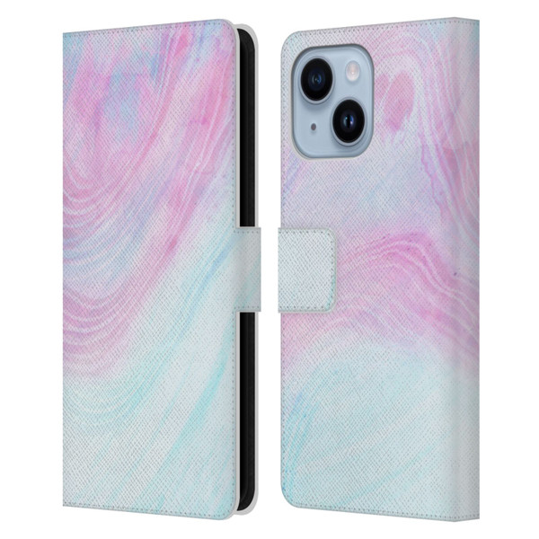 Alyn Spiller Marble Pastel Leather Book Wallet Case Cover For Apple iPhone 14 Plus