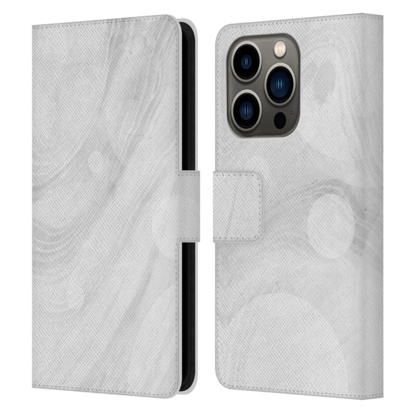Alyn Spiller Marble White Leather Book Wallet Case Cover For Apple iPhone 14 Pro