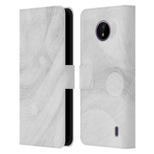 Alyn Spiller Marble White Leather Book Wallet Case Cover For Nokia C10 / C20