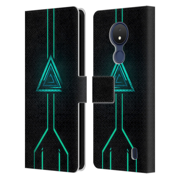Alyn Spiller Neon Green Leather Book Wallet Case Cover For Nokia C21