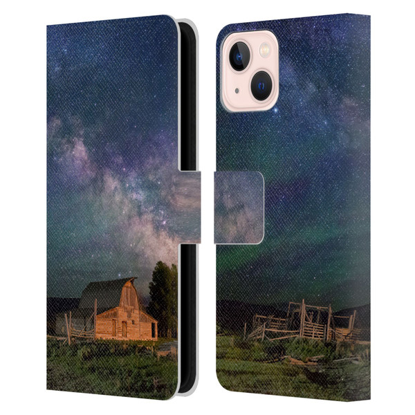 Royce Bair Nightscapes Grand Teton Barn Leather Book Wallet Case Cover For Apple iPhone 13