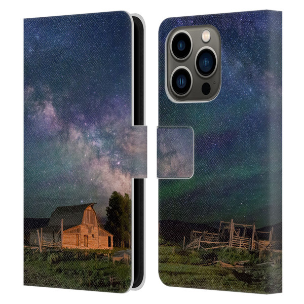 Royce Bair Nightscapes Grand Teton Barn Leather Book Wallet Case Cover For Apple iPhone 14 Pro