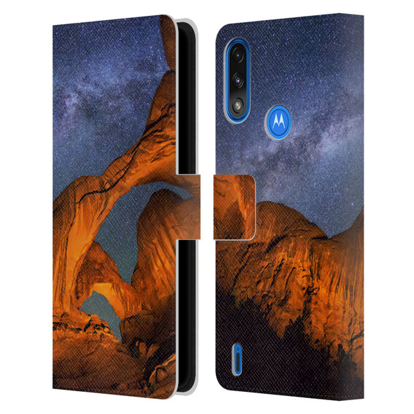 Royce Bair Nightscapes Triple Arch Leather Book Wallet Case Cover For Motorola Moto E7 Power / Moto E7i Power