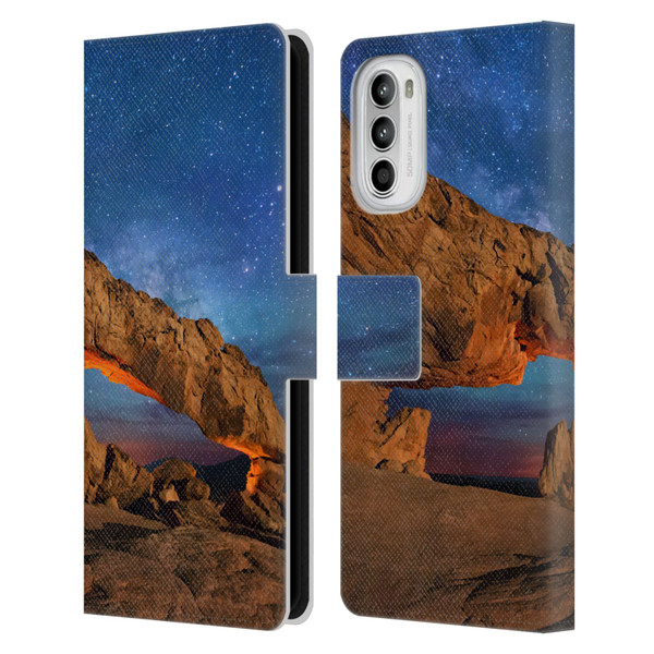 Royce Bair Nightscapes Sunset Arch Leather Book Wallet Case Cover For Motorola Moto G52