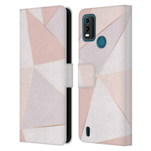 Alyn Spiller Rose Gold Geometry Leather Book Wallet Case Cover For Nokia G11 Plus