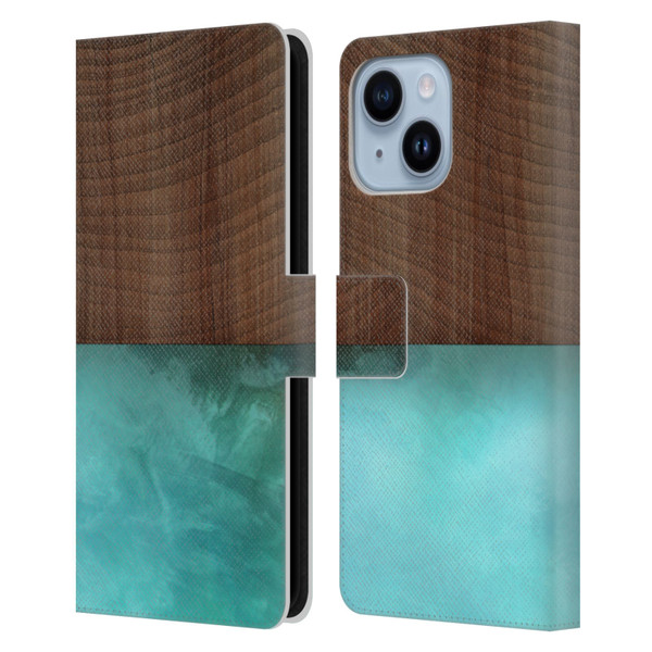 Alyn Spiller Wood & Resin Blocking Leather Book Wallet Case Cover For Apple iPhone 14 Plus