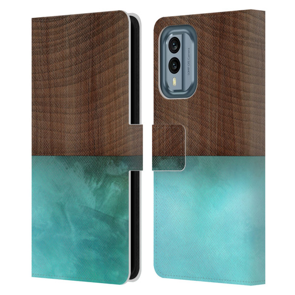 Alyn Spiller Wood & Resin Blocking Leather Book Wallet Case Cover For Nokia X30