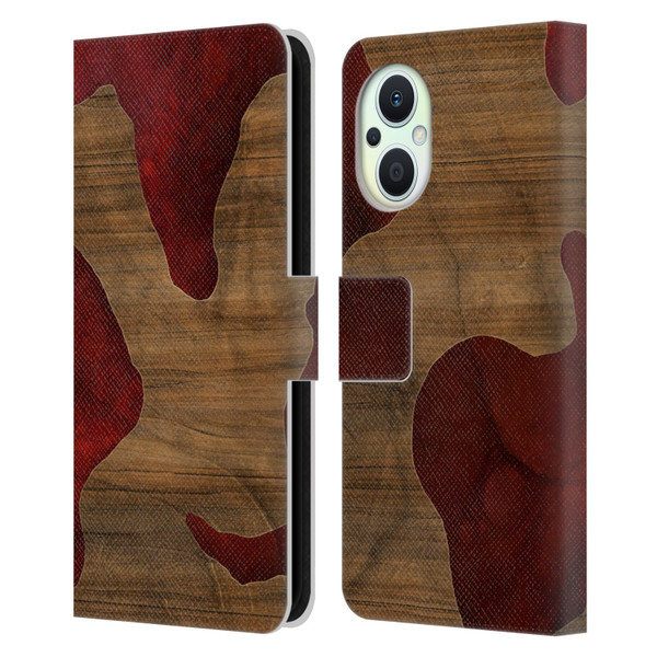 Alyn Spiller Wood & Resin Fire Leather Book Wallet Case Cover For OPPO Reno8 Lite