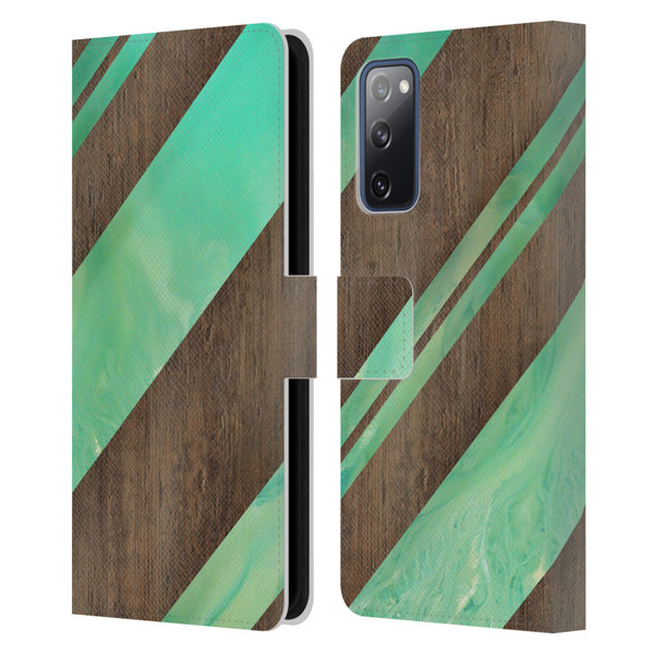 Alyn Spiller Wood & Resin Diagonal Stripes Leather Book Wallet Case Cover For Samsung Galaxy S20 FE / 5G