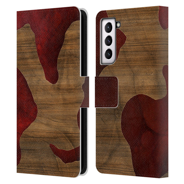 Alyn Spiller Wood & Resin Fire Leather Book Wallet Case Cover For Samsung Galaxy S21 5G