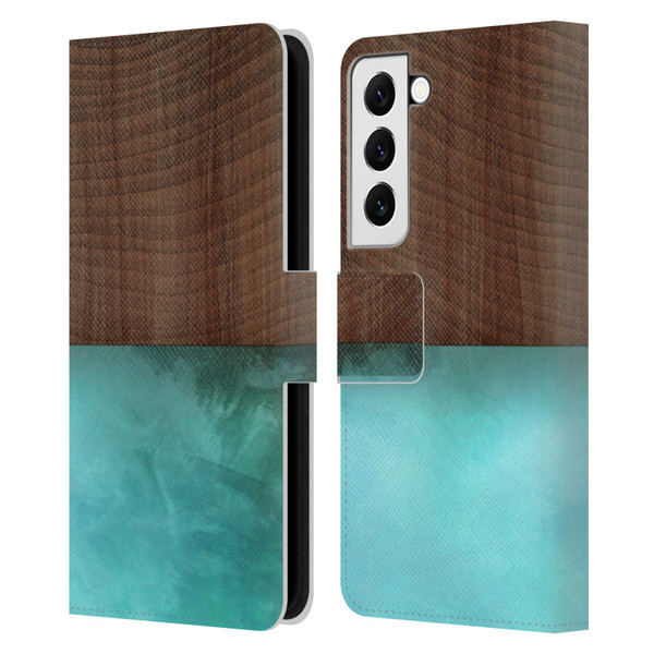 Alyn Spiller Wood & Resin Blocking Leather Book Wallet Case Cover For Samsung Galaxy S22 5G