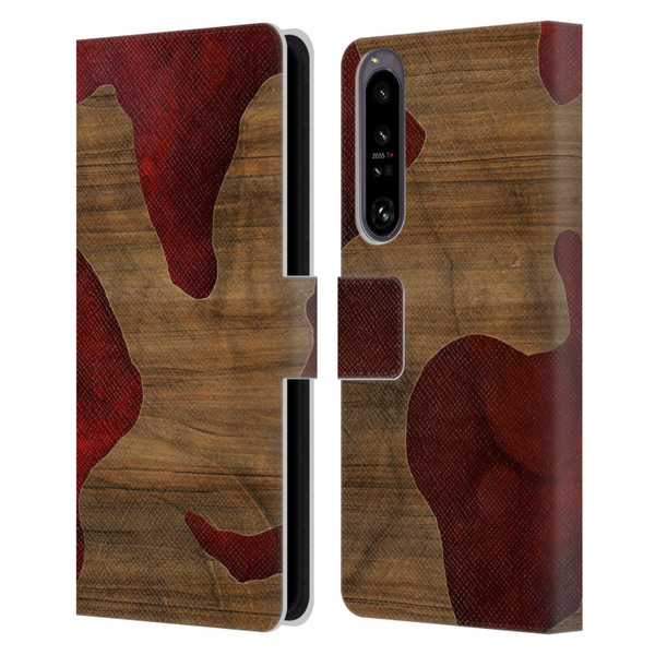 Alyn Spiller Wood & Resin Fire Leather Book Wallet Case Cover For Sony Xperia 1 IV