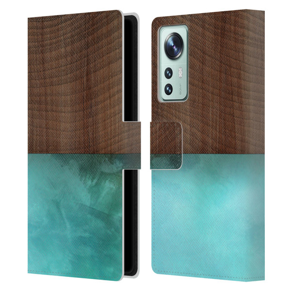 Alyn Spiller Wood & Resin Blocking Leather Book Wallet Case Cover For Xiaomi 12