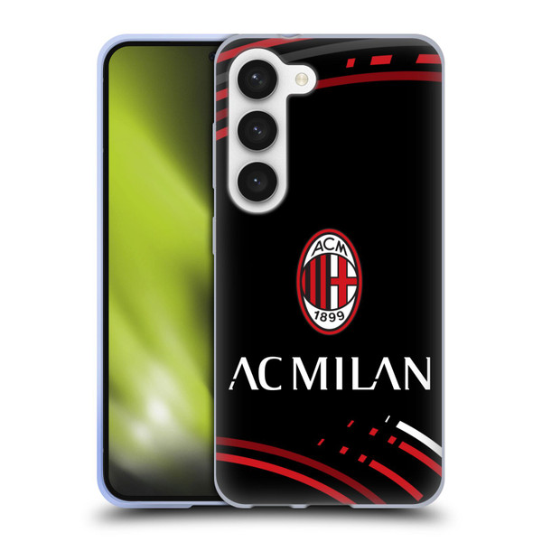 AC Milan Crest Patterns Curved Soft Gel Case for Samsung Galaxy S23 5G