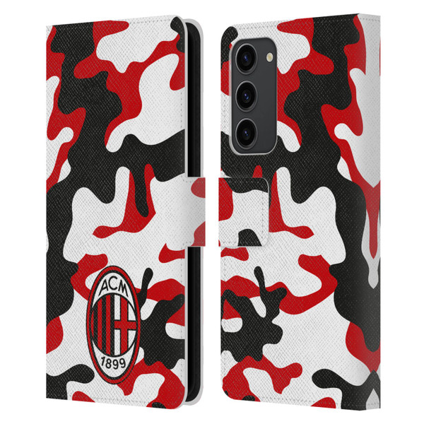AC Milan Crest Patterns Camouflage Leather Book Wallet Case Cover For Samsung Galaxy S23+ 5G