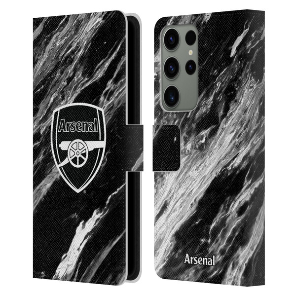 Arsenal FC Crest Patterns Marble Leather Book Wallet Case Cover For Samsung Galaxy S23 Ultra 5G