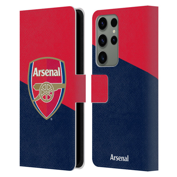 Arsenal FC Crest 2 Red & Blue Logo Leather Book Wallet Case Cover For Samsung Galaxy S23 Ultra 5G