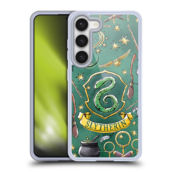 Harry Potter Deathly Hallows XIII Slytherin Pattern Soft Gel Case for Samsung Galaxy S23 5G