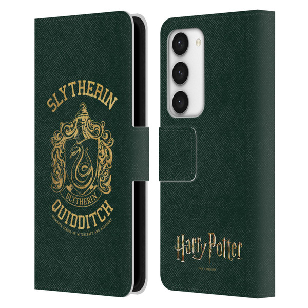 Harry Potter Deathly Hallows X Slytherin Quidditch Leather Book Wallet Case Cover For Samsung Galaxy S23 5G