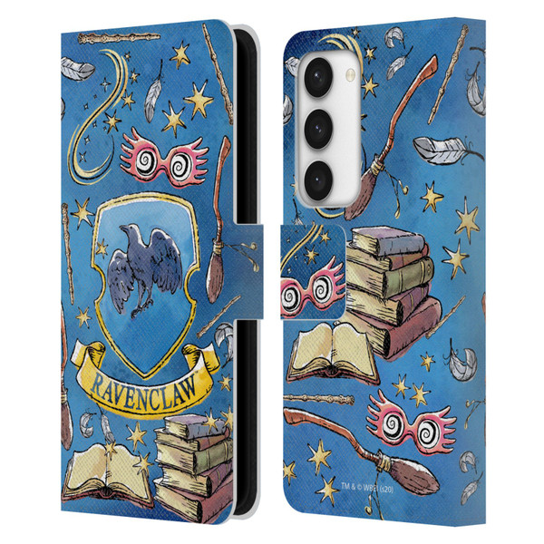 Harry Potter Deathly Hallows XIII Ravenclaw Pattern Leather Book Wallet Case Cover For Samsung Galaxy S23 5G