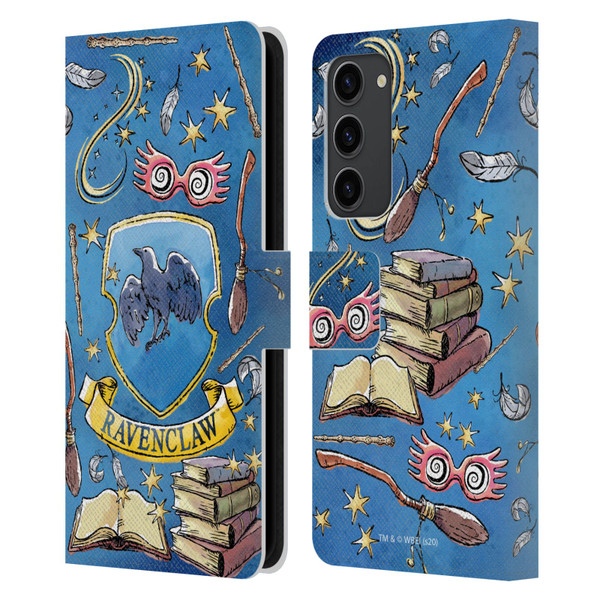 Harry Potter Deathly Hallows XIII Ravenclaw Pattern Leather Book Wallet Case Cover For Samsung Galaxy S23+ 5G