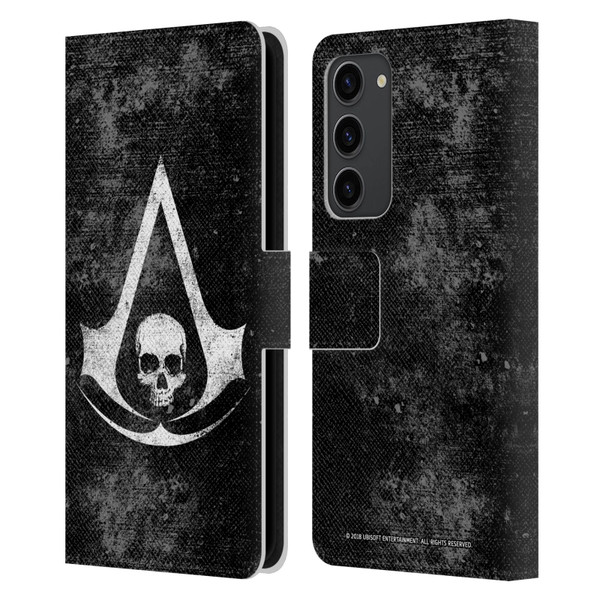 Assassin's Creed Black Flag Logos Grunge Leather Book Wallet Case Cover For Samsung Galaxy S23+ 5G
