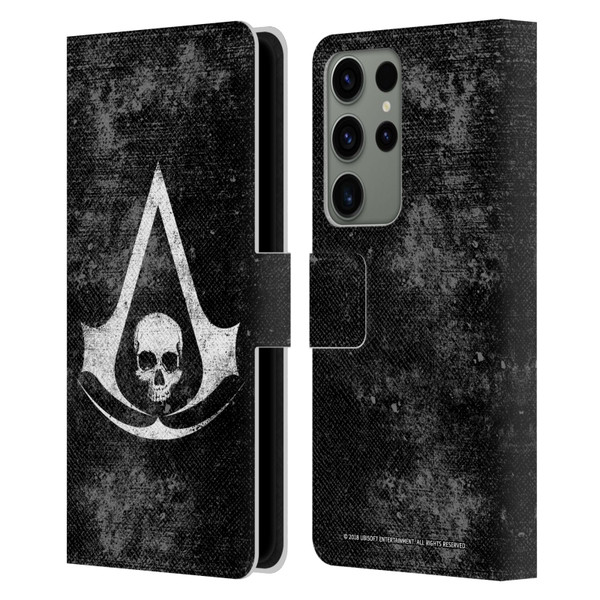 Assassin's Creed Black Flag Logos Grunge Leather Book Wallet Case Cover For Samsung Galaxy S23 Ultra 5G