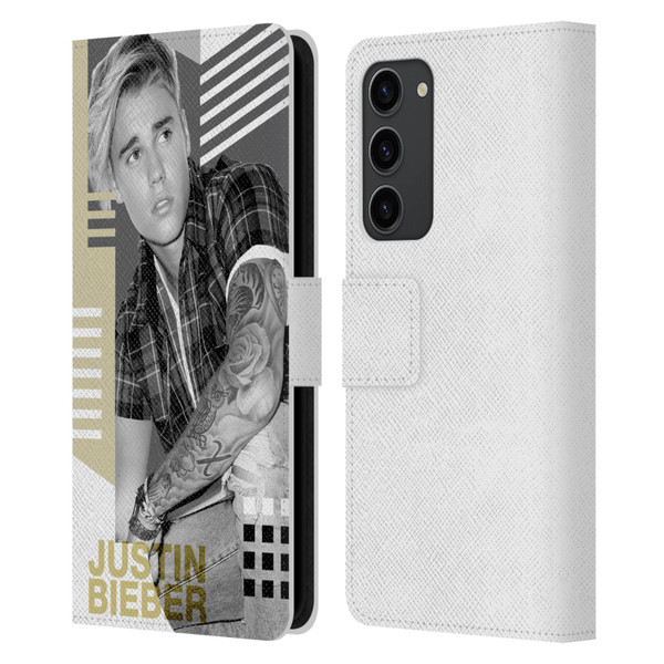 Justin Bieber Purpose B&w Calendar Geometric Collage Leather Book Wallet Case Cover For Samsung Galaxy S23+ 5G