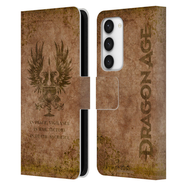 EA Bioware Dragon Age Heraldry Grey Wardens Distressed Leather Book Wallet Case Cover For Samsung Galaxy S23 5G