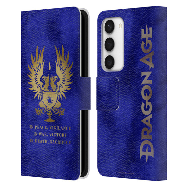 EA Bioware Dragon Age Heraldry Grey Wardens Gold Leather Book Wallet Case Cover For Samsung Galaxy S23 5G