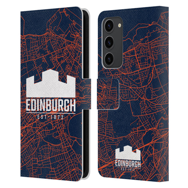 Edinburgh Rugby Graphics Map Leather Book Wallet Case Cover For Samsung Galaxy S23+ 5G