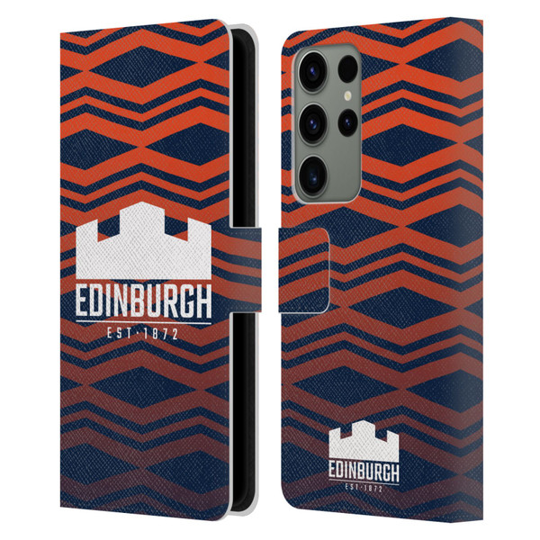 Edinburgh Rugby Graphics Pattern Gradient Leather Book Wallet Case Cover For Samsung Galaxy S23 Ultra 5G