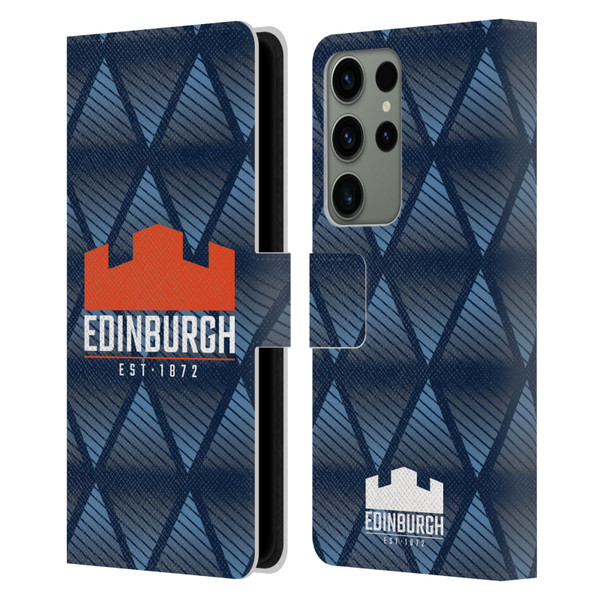 Edinburgh Rugby Graphics Pattern Leather Book Wallet Case Cover For Samsung Galaxy S23 Ultra 5G
