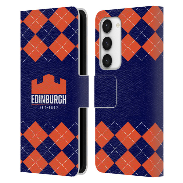 Edinburgh Rugby Logo 2 Argyle Leather Book Wallet Case Cover For Samsung Galaxy S23 5G