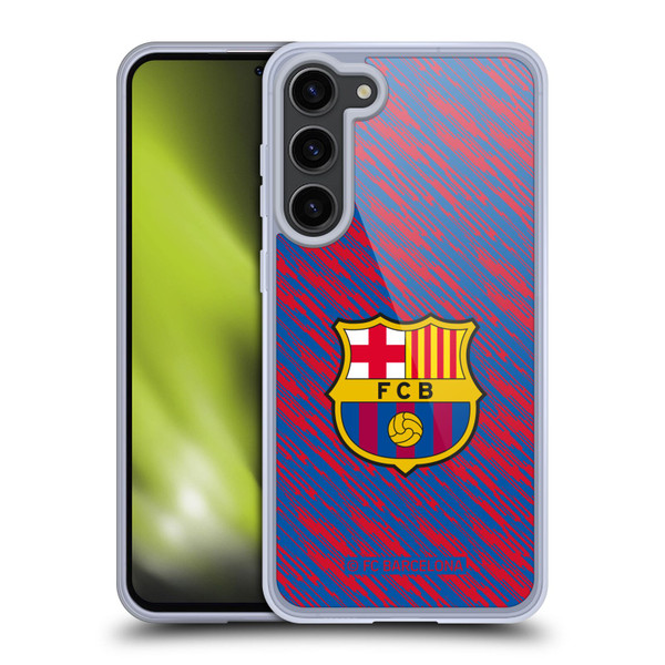 FC Barcelona Crest Patterns Glitch Soft Gel Case for Samsung Galaxy S23+ 5G & MagSafe