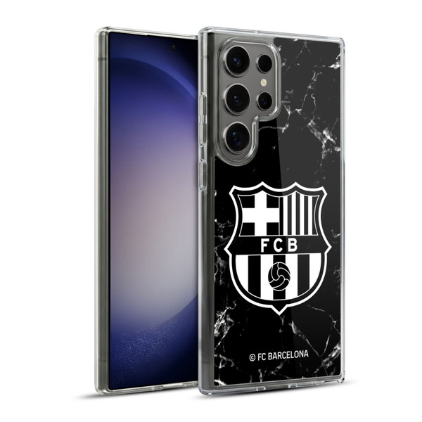 FC Barcelona Crest Patterns Black Marble Soft Gel Case for Samsung Galaxy S23 Ultra 5G & MagSafe