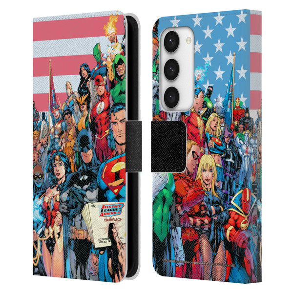 Justice League DC Comics Comic Book Covers Of America #1 Leather Book Wallet Case Cover For Samsung Galaxy S23 5G