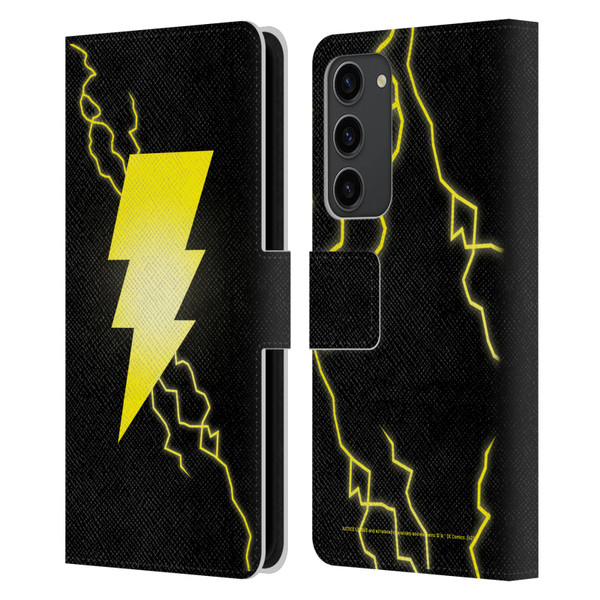 Justice League DC Comics Shazam Black Adam Classic Logo Leather Book Wallet Case Cover For Samsung Galaxy S23+ 5G