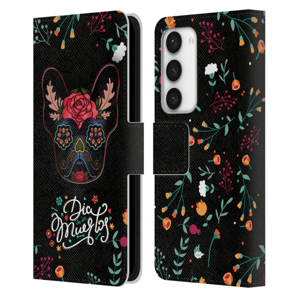 Klaudia Senator French Bulldog Day Of The Dead Leather Book Wallet Case Cover For Samsung Galaxy S23 5G