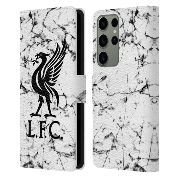 Liverpool Football Club Marble Black Liver Bird Leather Book Wallet Case Cover For Samsung Galaxy S23 Ultra 5G